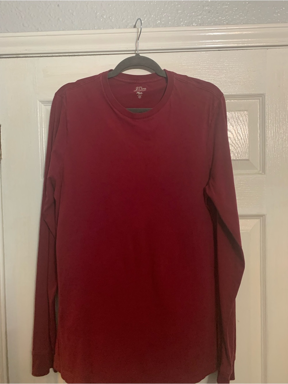 J. Crew Men’s Long-Sleeve Crewneck Shirt - Burgundy Red